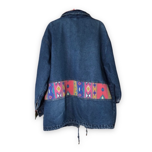 Vintage 80s 90s Julia Michaels Southwest Aztec Print Jean Jacket Size 3X - Picture 2 of 6